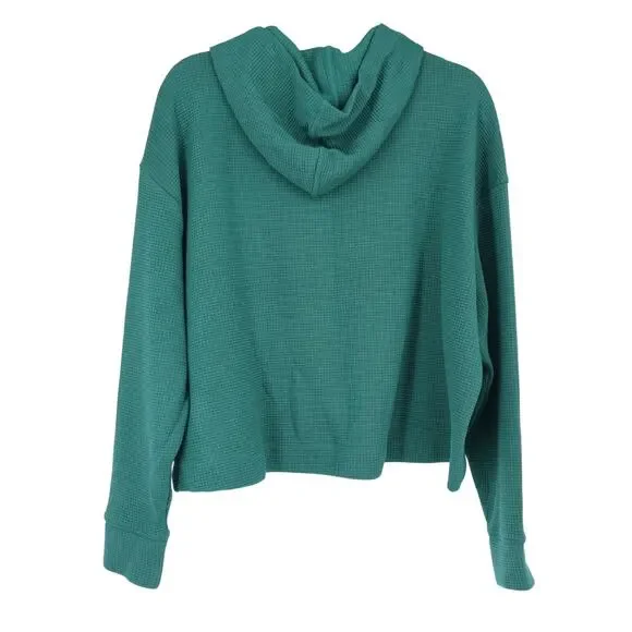 ATHLETA Coaster Knit Waffle Hoodie Trillium Green Oversized Boxy Fit Women's L - Picture 3 of 10